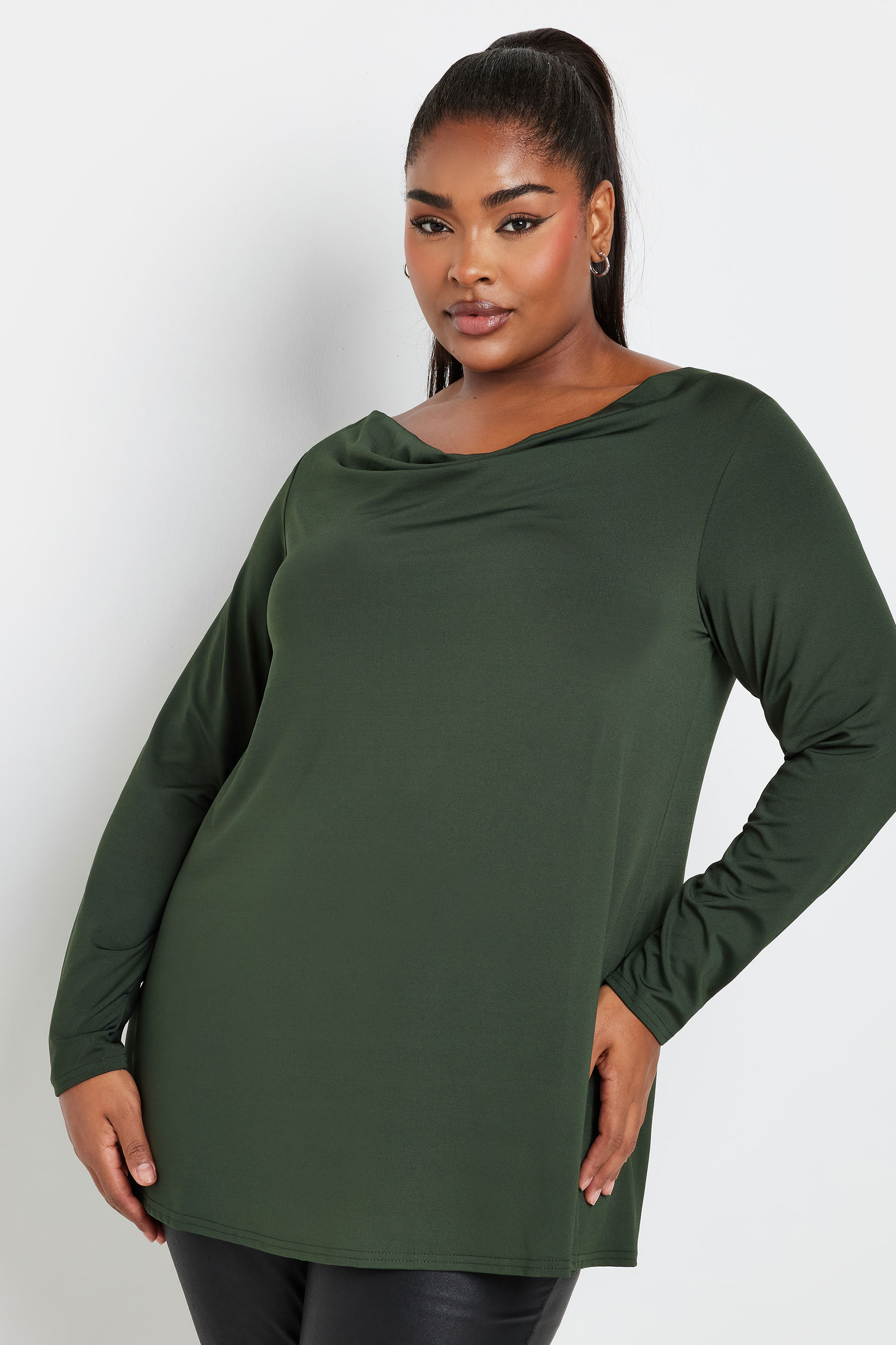 Yours YOURS Curve Green Cowl Neck Top