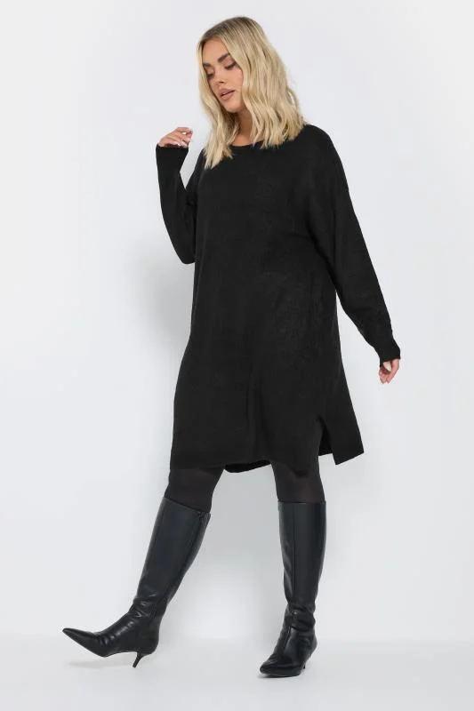 Yours YOURS Curve Black Knitted Tunic Jumper Dress