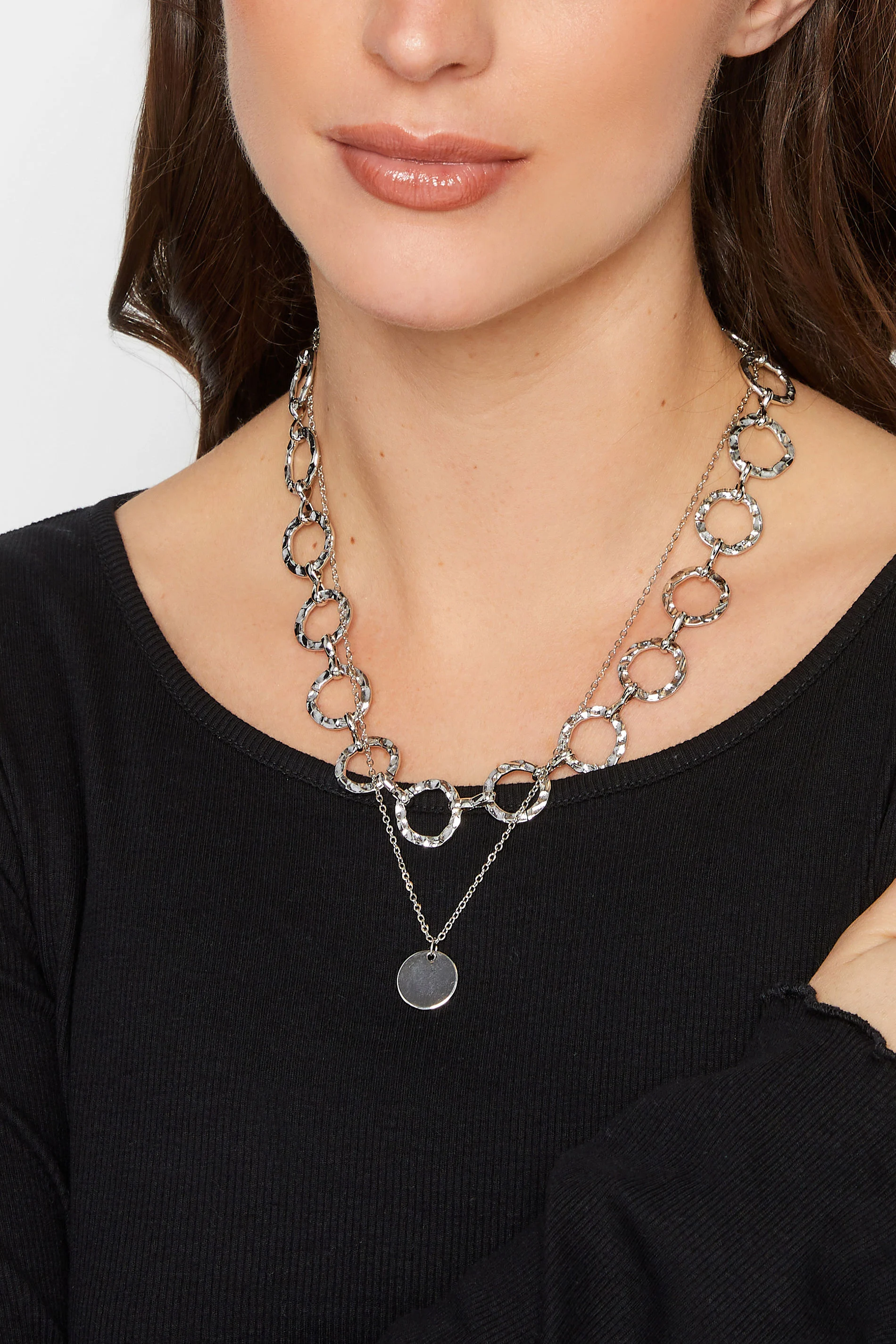 Yours 2 PACK Silver Circle Pendant Necklace Set