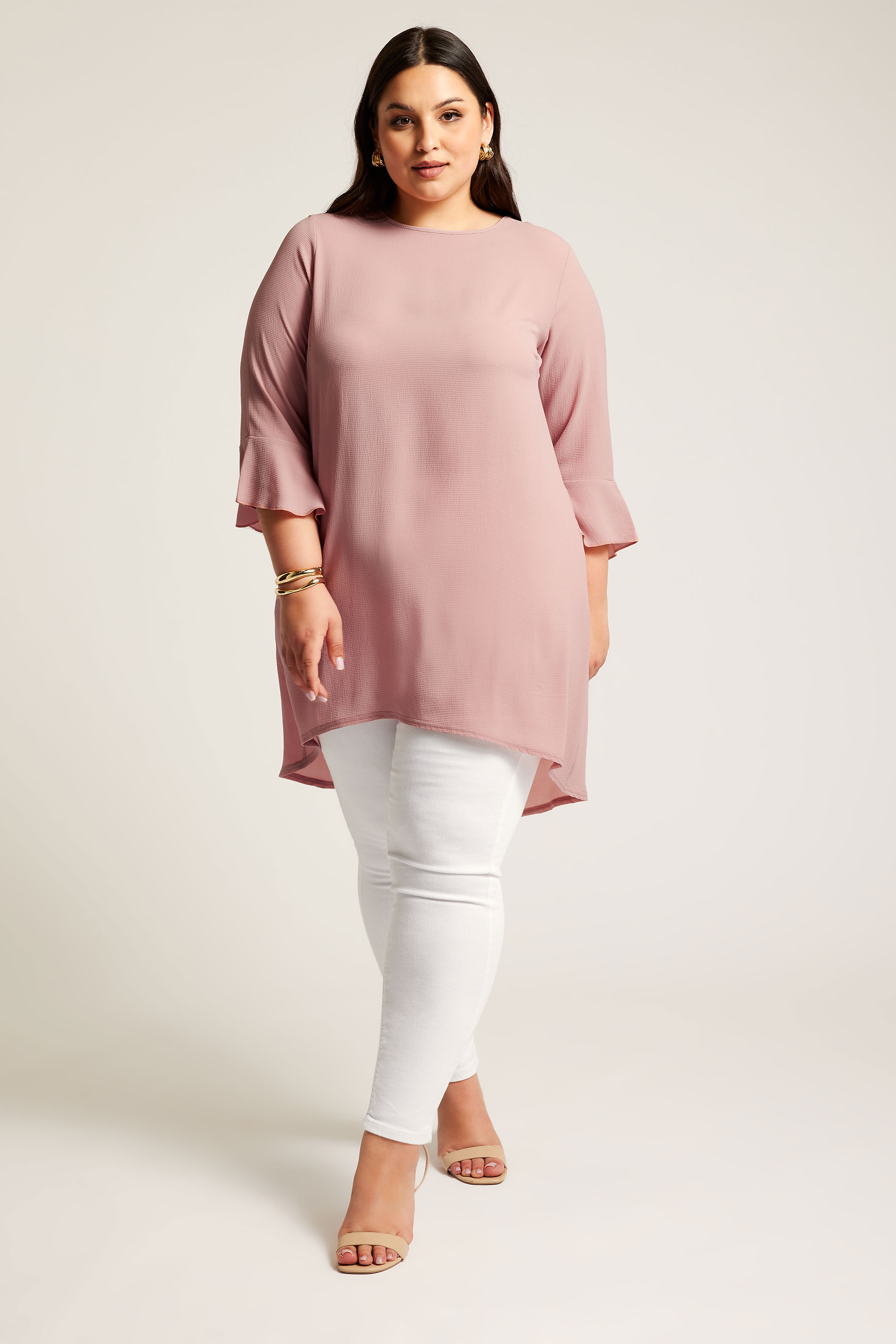 Yours London YOURS LONDON Curve Pink Flute Sleeve Tunic