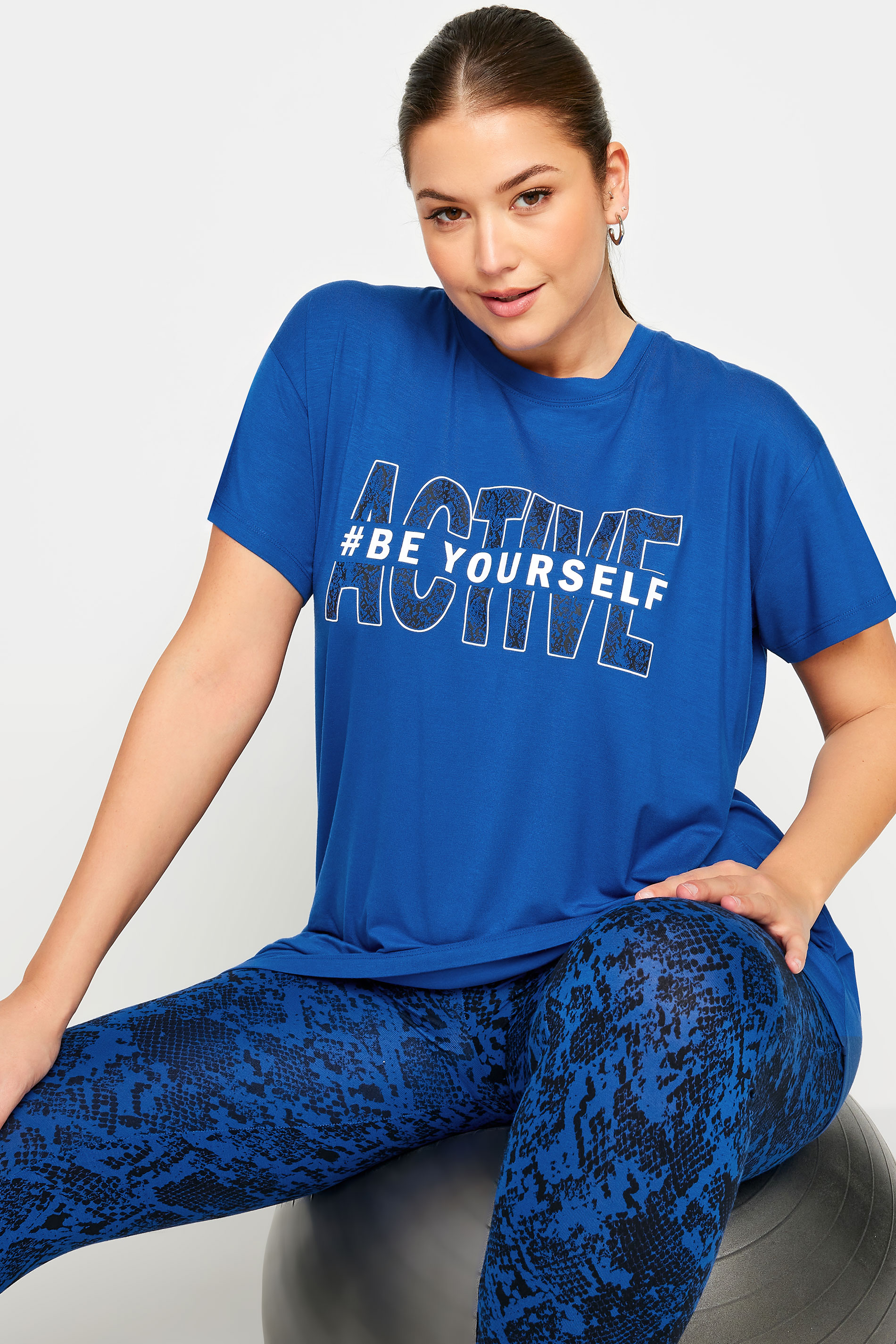 Yours YOURS ACTIVE Curve Blue '#Be Yourself' Top