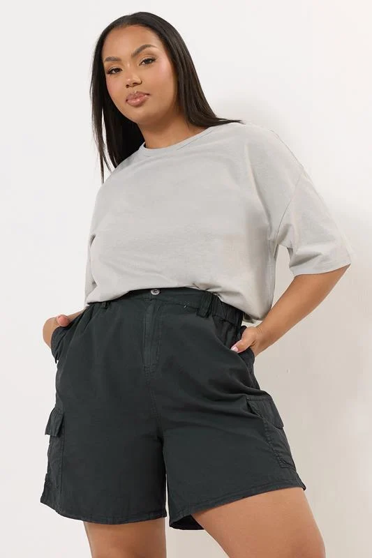 Yours YOURS Curve Black Cotton Cargo Shorts