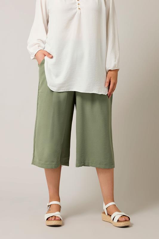 Evans EVANS Curve Khaki Green Cropped Pocket Culottes