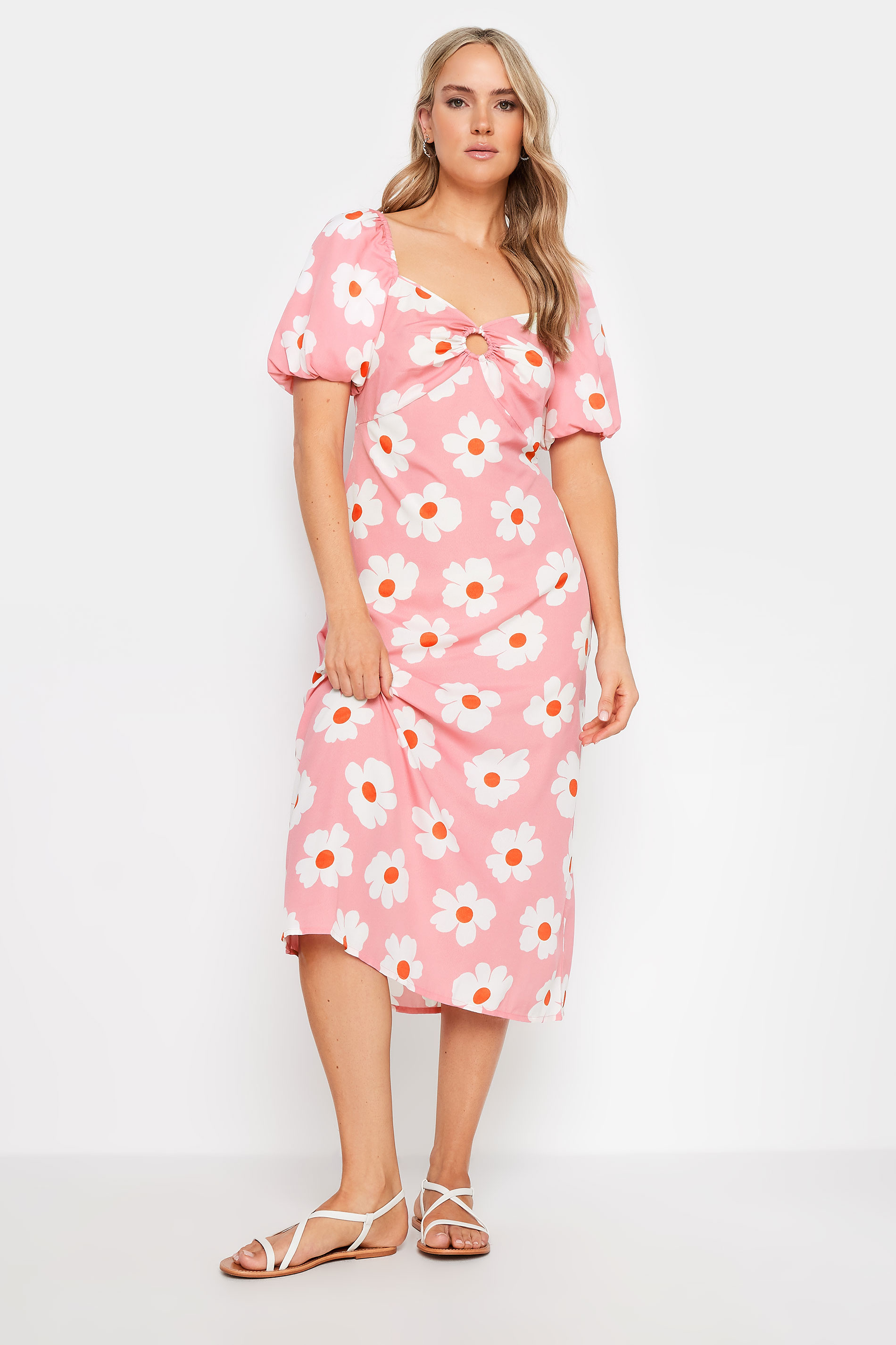 LTS LTS Tall Pink Daisy Cut Out Midi Dress