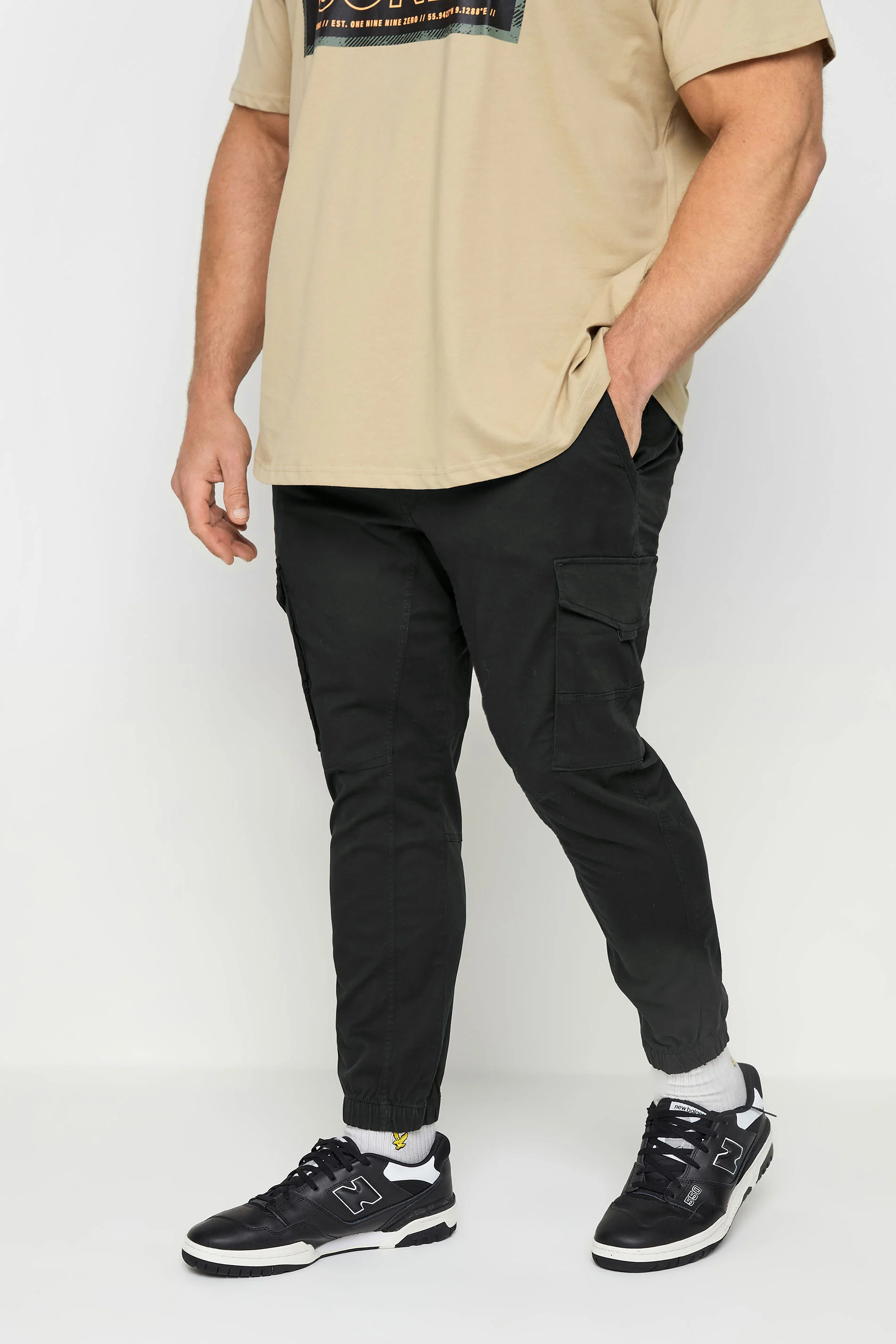 Jack & Jones JACK & JONES Big & Tall Black Cargo Trousers