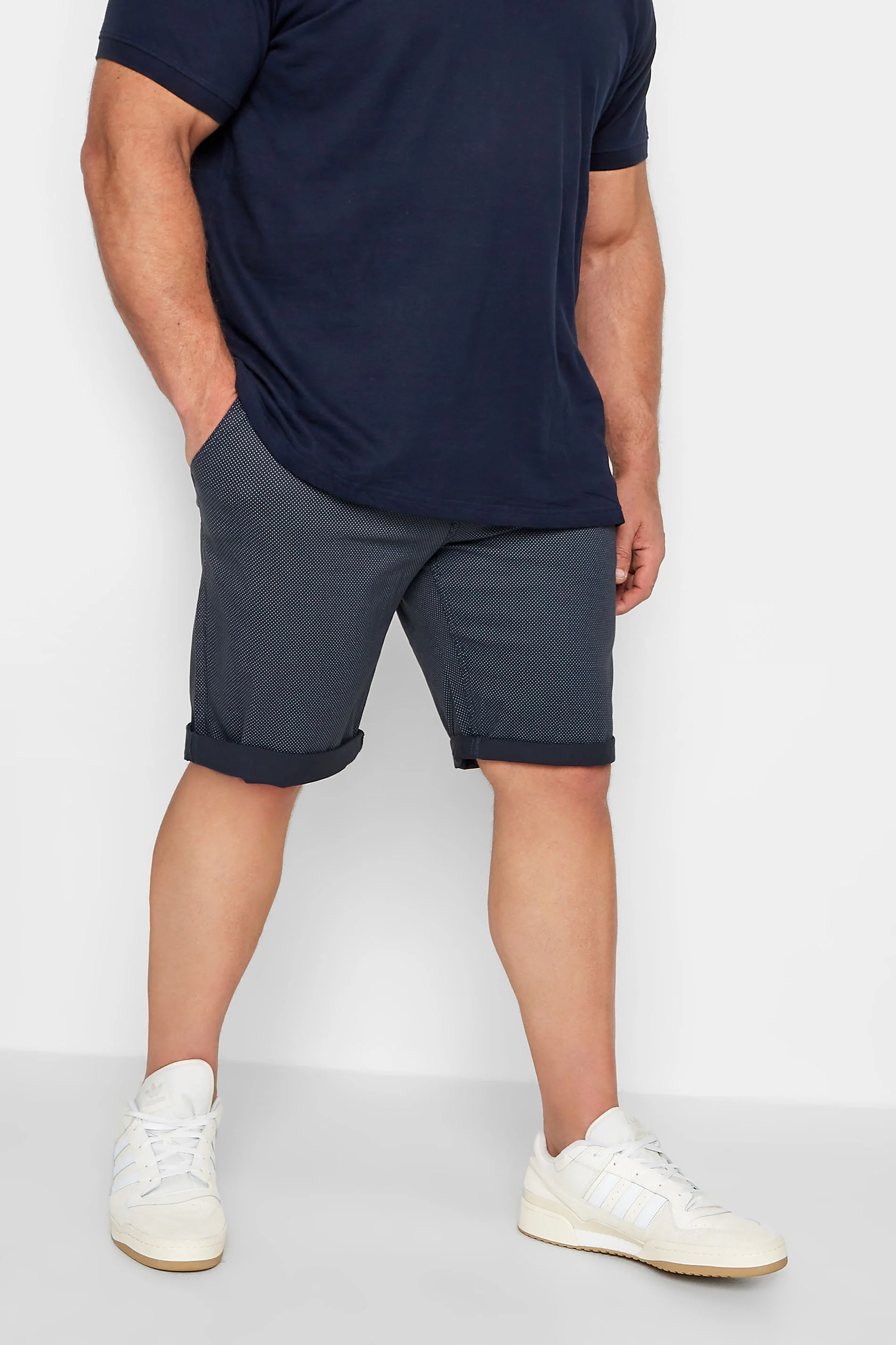 D555 D555 Big & Tall Navy Blue Printed Chino Shorts