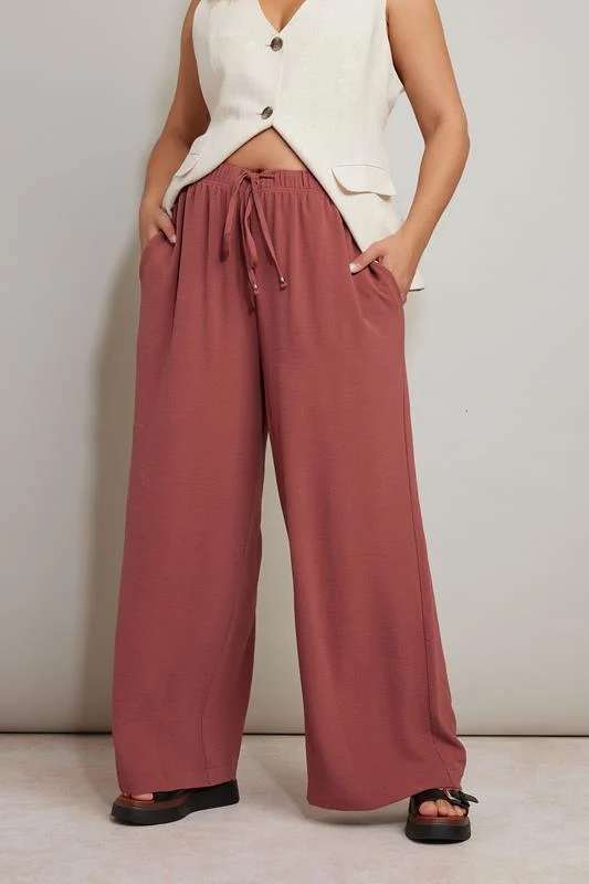 Yours YOURS Curve Rust Orange Twill Wide Leg Trousers