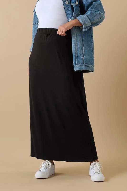 Yours YOURS Curve Black Jersey Stretch Maxi Tube Skirt