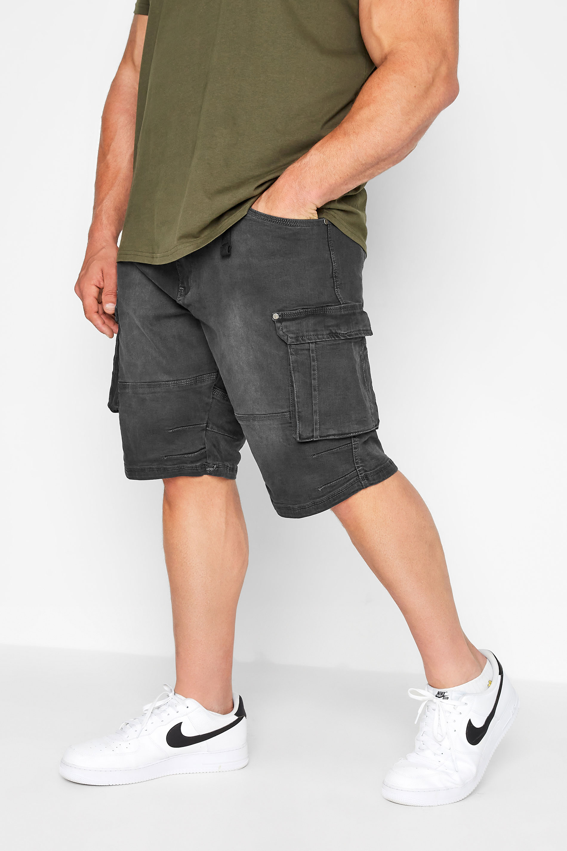 Kam KAM Big & Tall Charcoal Grey Denim Shorts