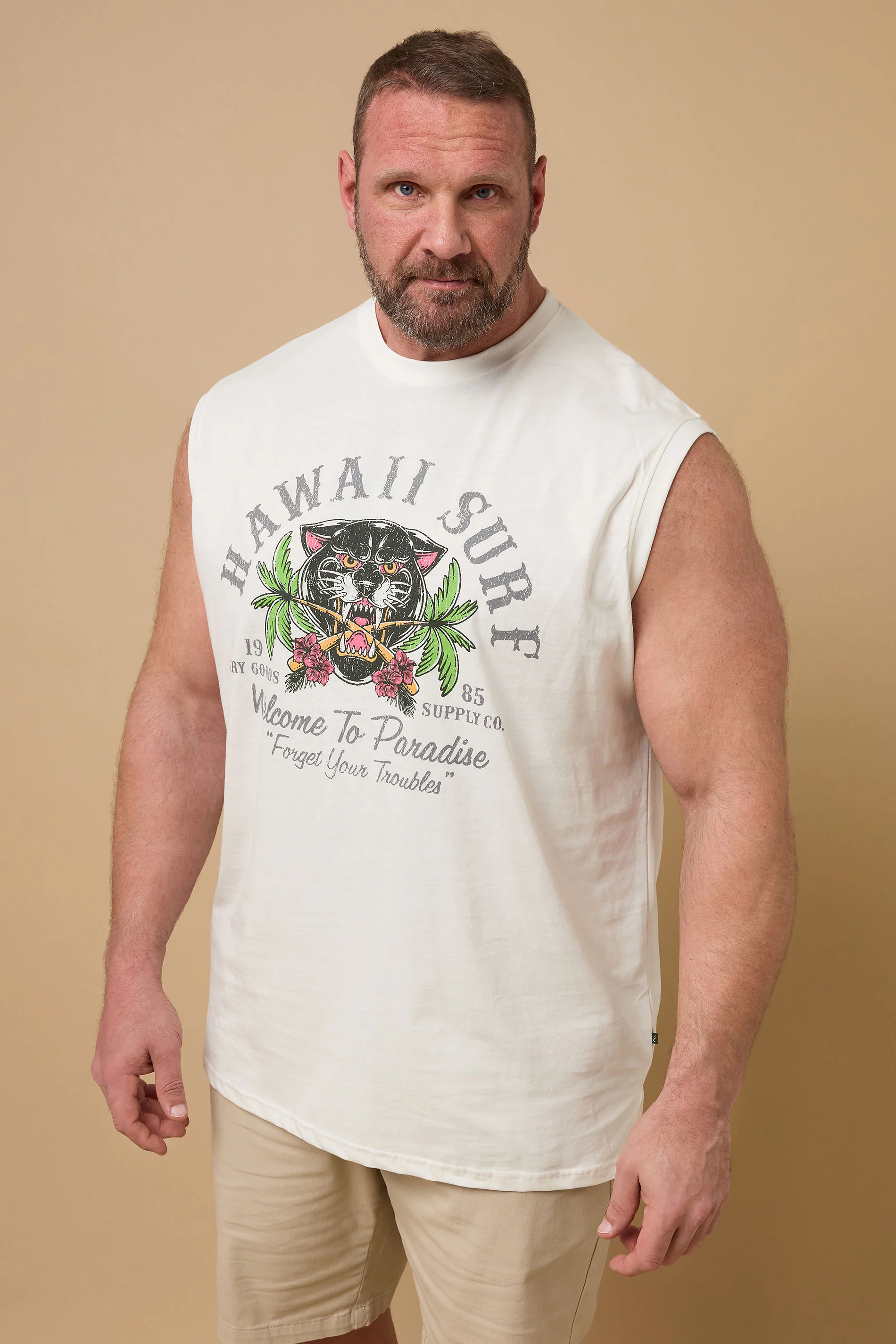 Kam KAM Big & Tall White 'Hawaii Surf' Vest