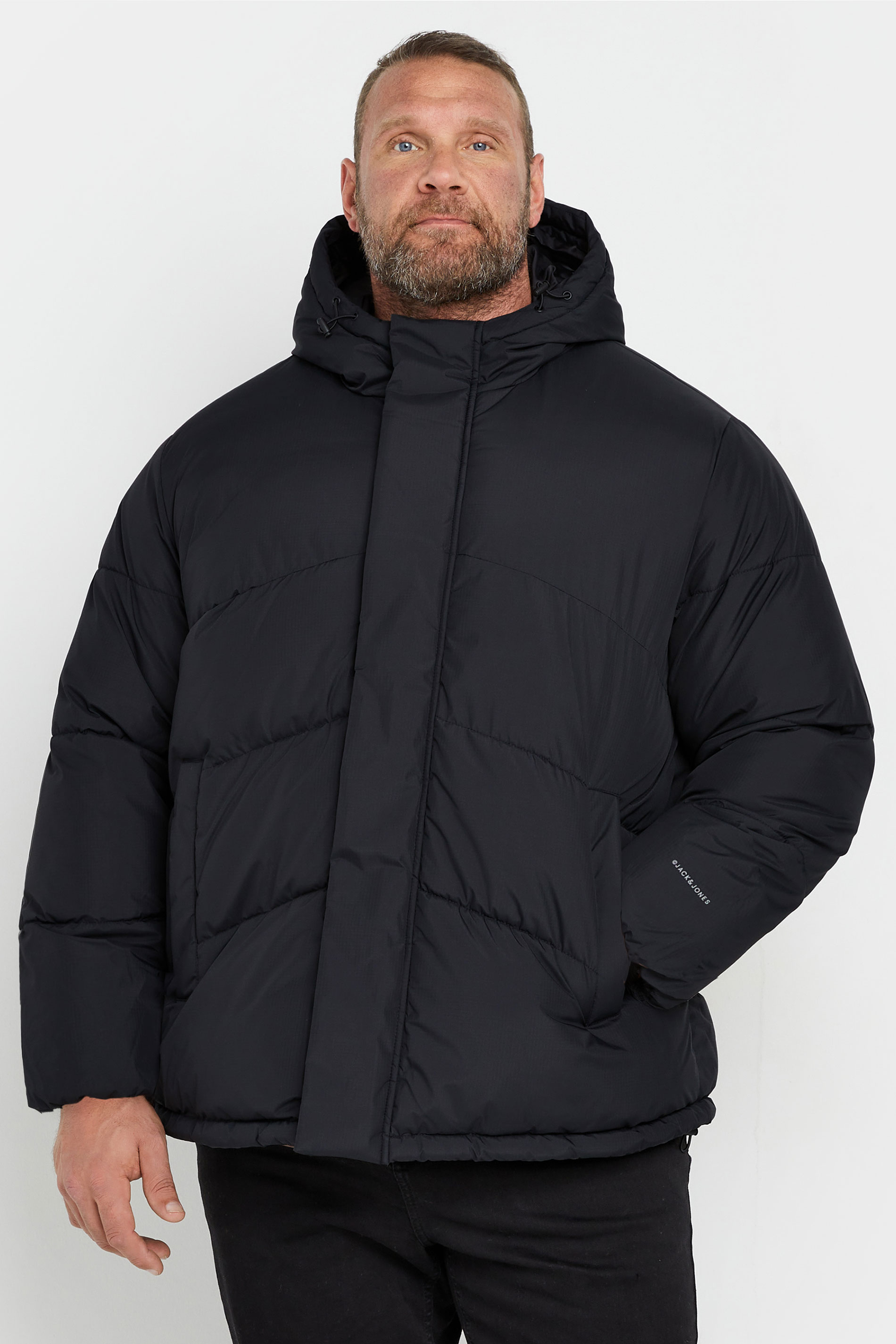 Jack & Jones JACK & JONES Big & Tall Black Hooded Puffer Jacket