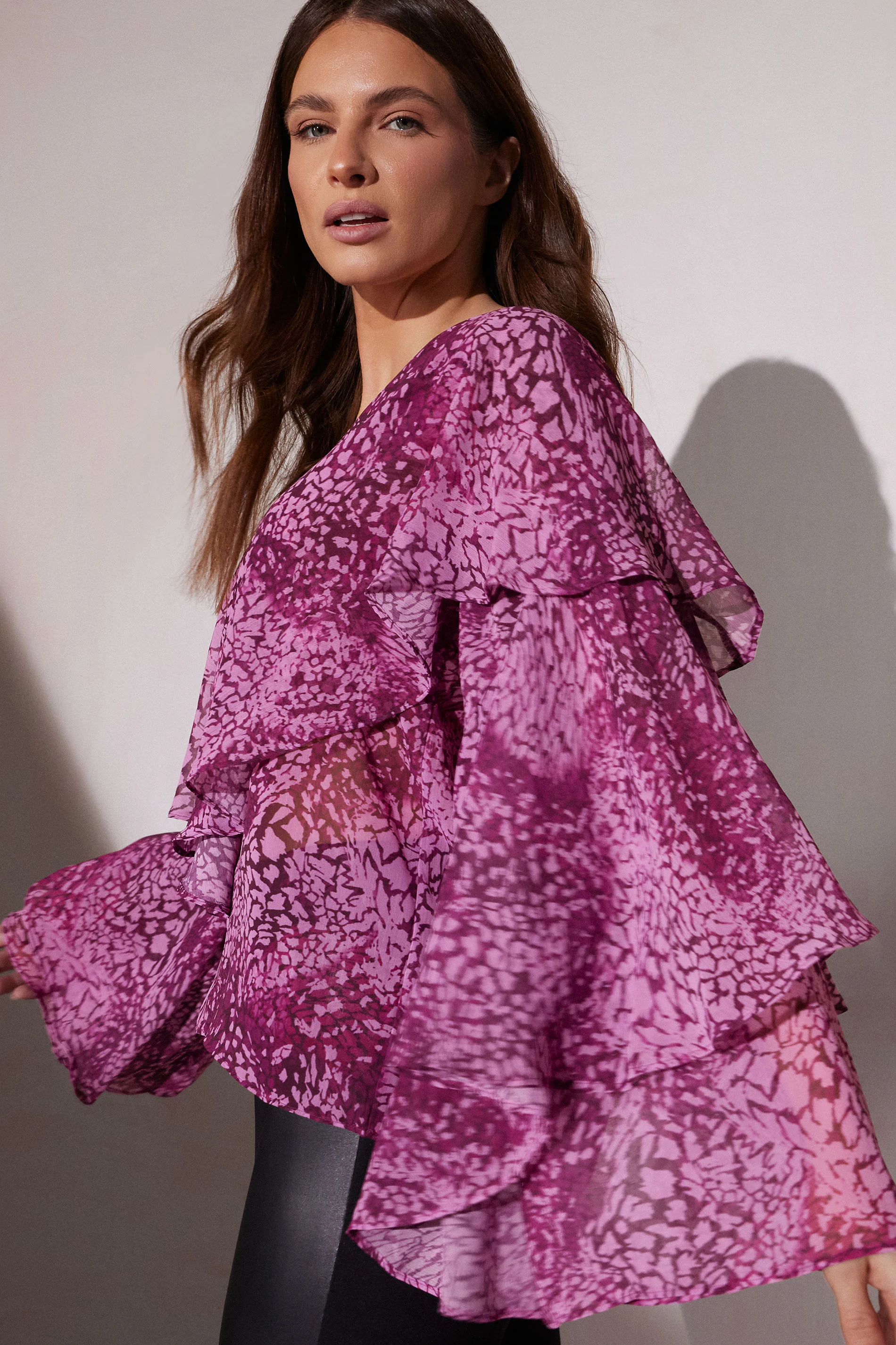 Star by Julien Macdonald STAR Fuchsia Pink Mesh Snake Print Blouse