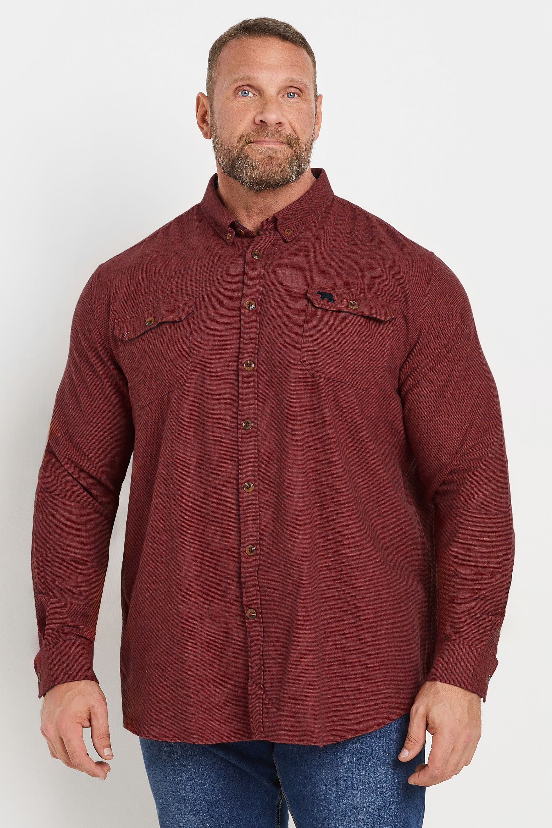 D555 D555 Big & Tall Rust Orange Textured Overshirt