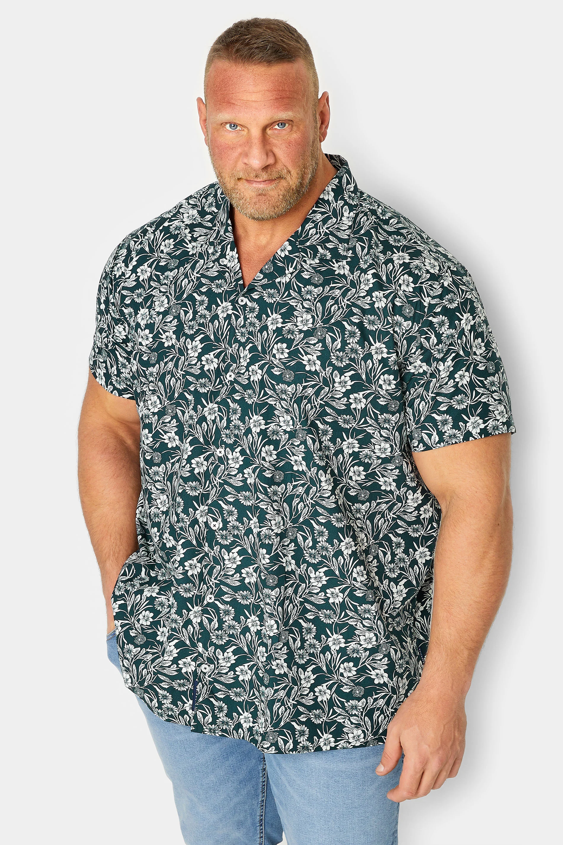 BadRhino BadRhino Big & Tall Black Floral Short Sleeve Shirt