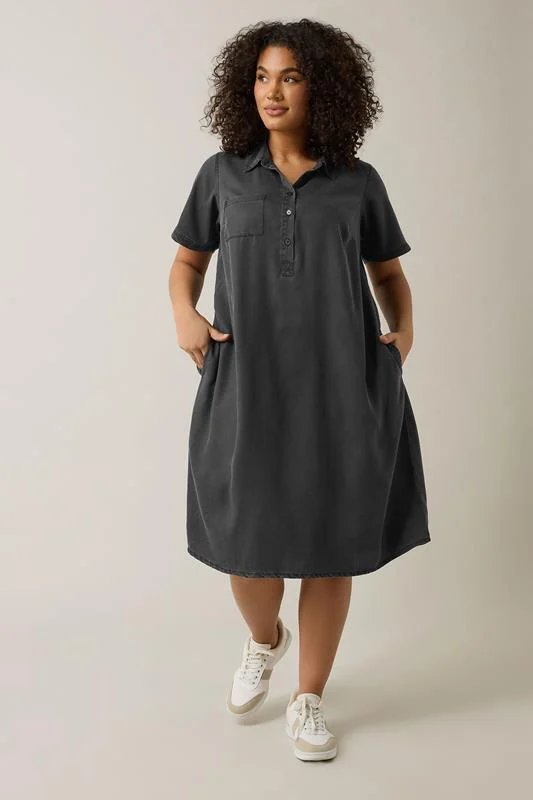 Evans EVANS Curve Black Lyocell Denim Dress