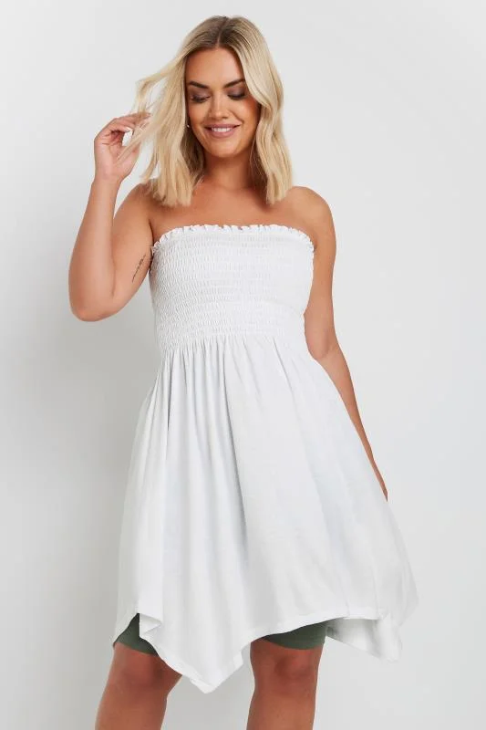 Yours YOURS Curve White Shirred Bandeau Longline Top