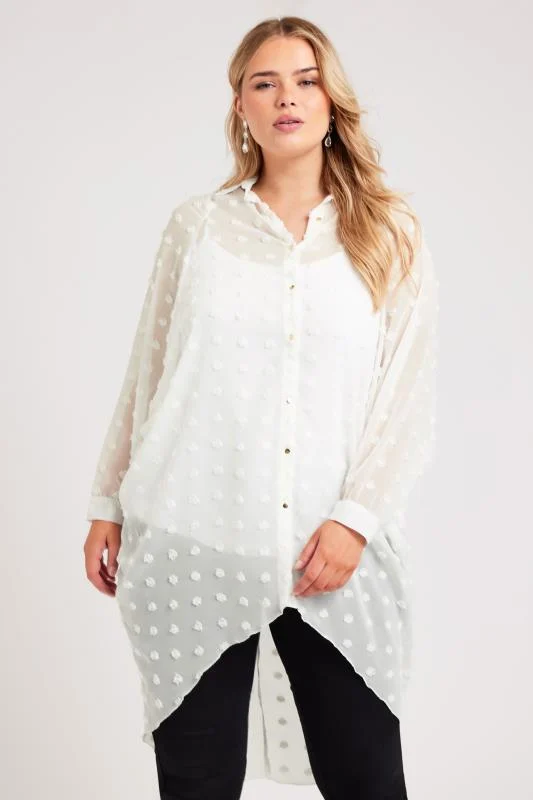 Yours London YOURS LONDON Curve White Longline Batwing Sleeve Shirt
