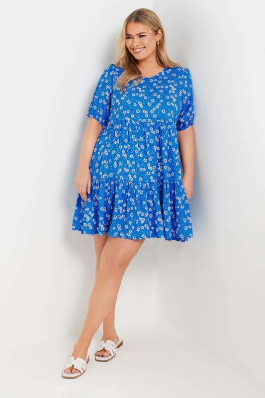 Yours YOURS Curve Blue Daisy Print Mini Dress