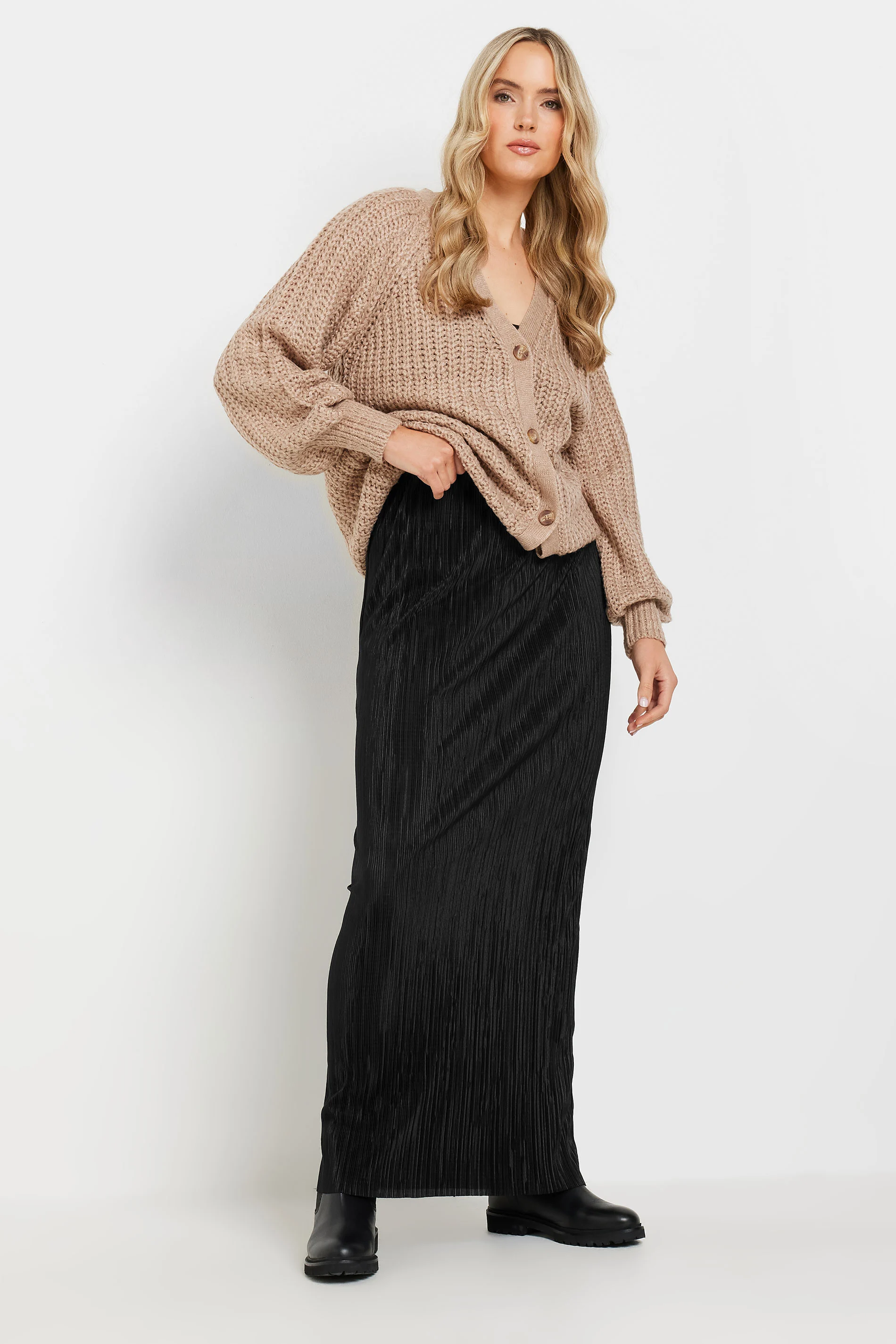 LTS LTS Tall Black Plisse Maxi Skirt