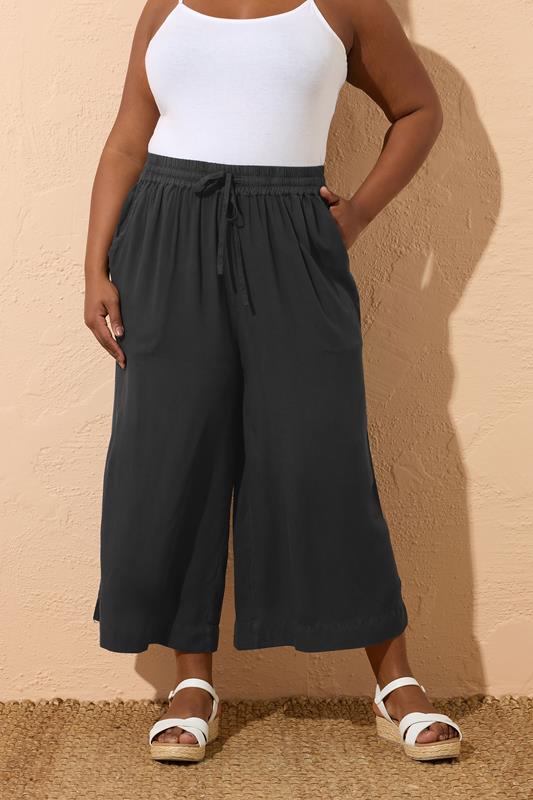 Yours YOURS Curve Black Chambray Culottes