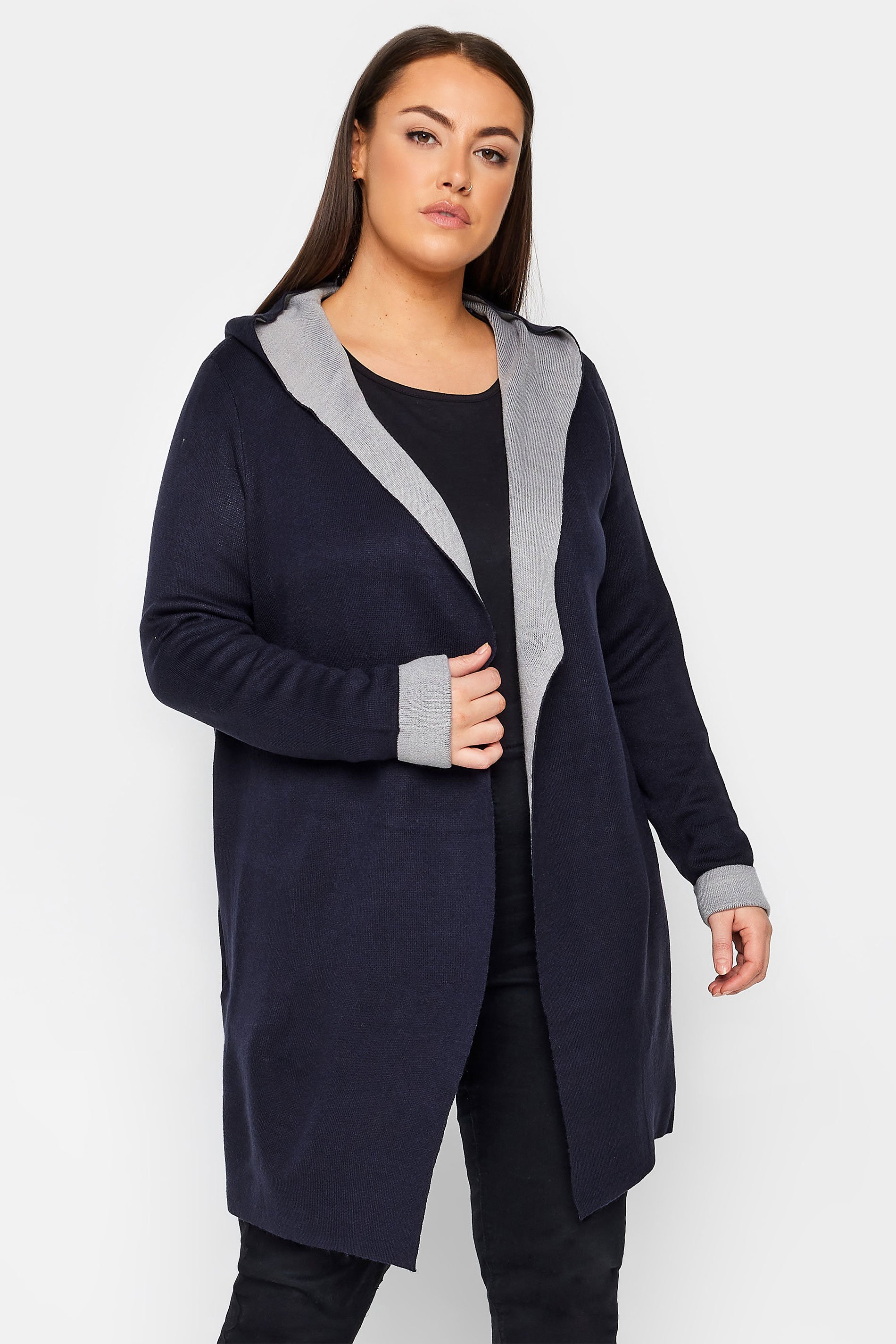 Evans Evans Navy Hooded Longline Cardigan
