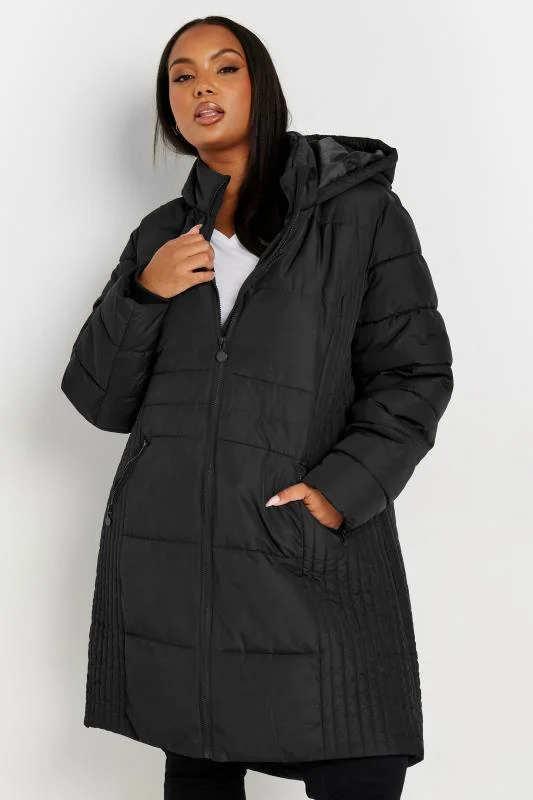 Yours YOURS Curve Black Midi Padded Coat