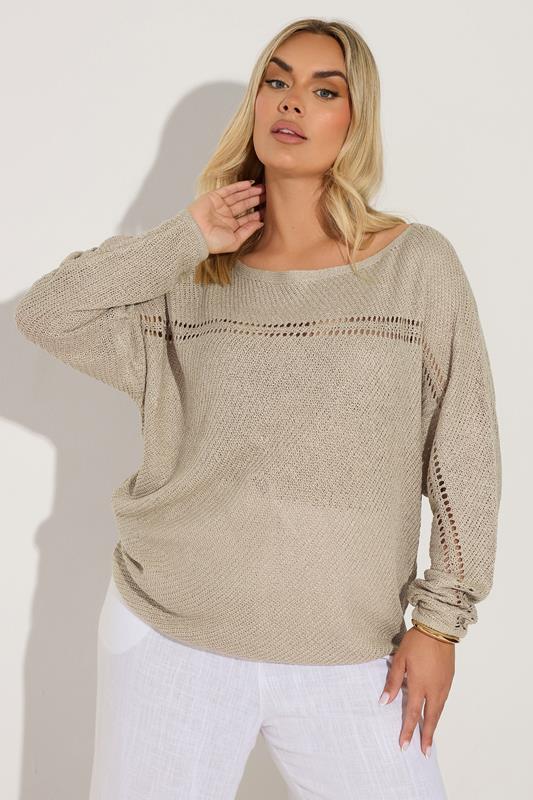 Yours YOURS Curve Natural Brown Batwing Jumper