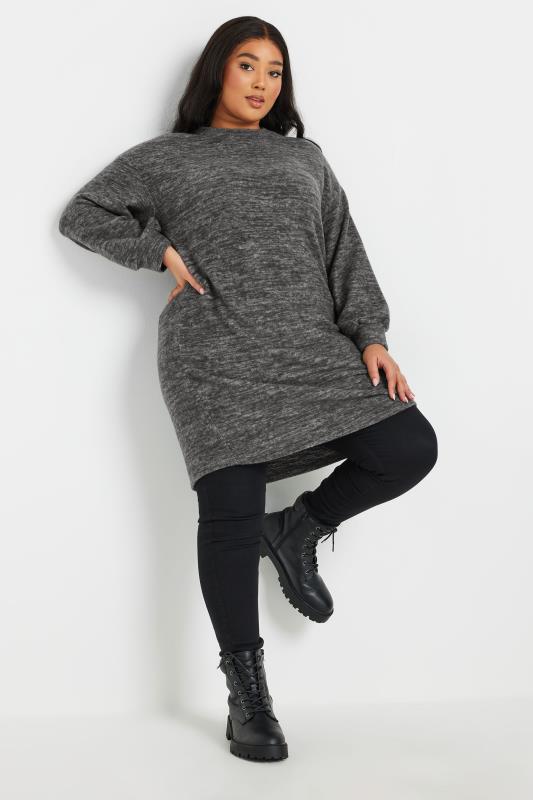 Yours YOURS Curve Grey Soft Touch Mini Jumper Dress