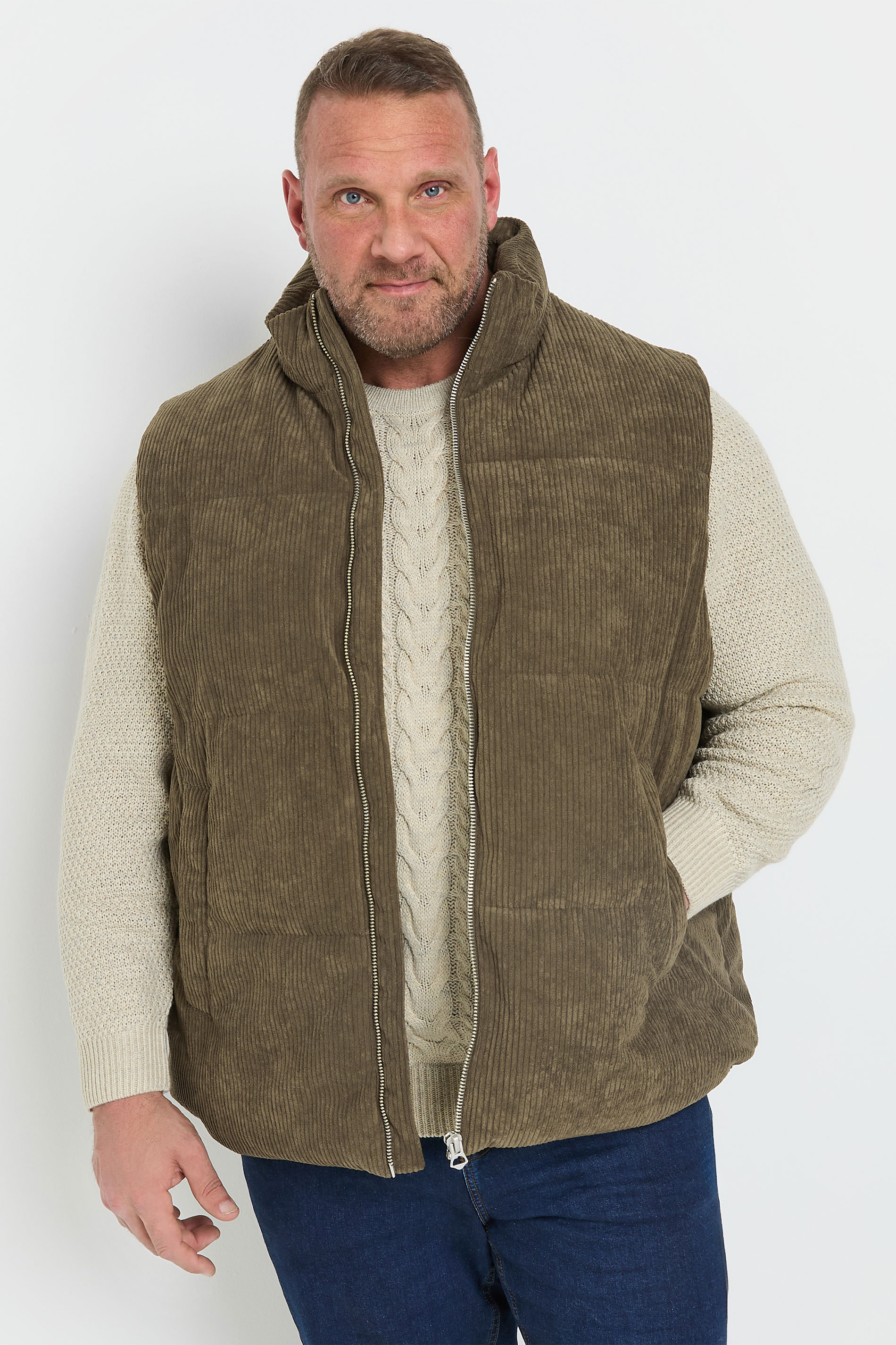 Jack & Jones JACK & JONES Big & Tall Brown Corduroy Gilet