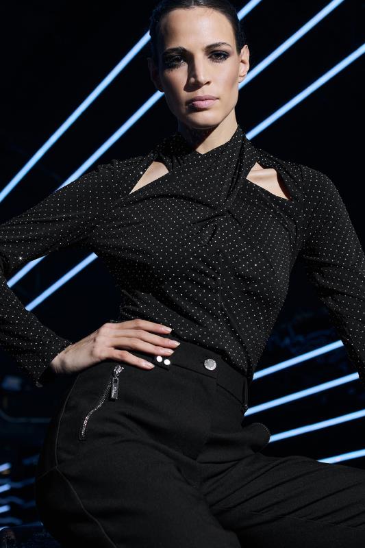 Star by Julien Macdonald STAR Black Embellished Cut Out Wrap Top