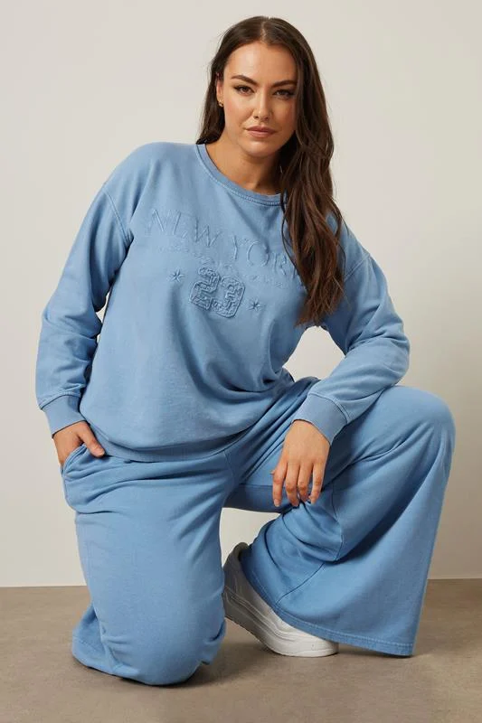 Yours YOURS Curve Blue Wide Leg Joggers
