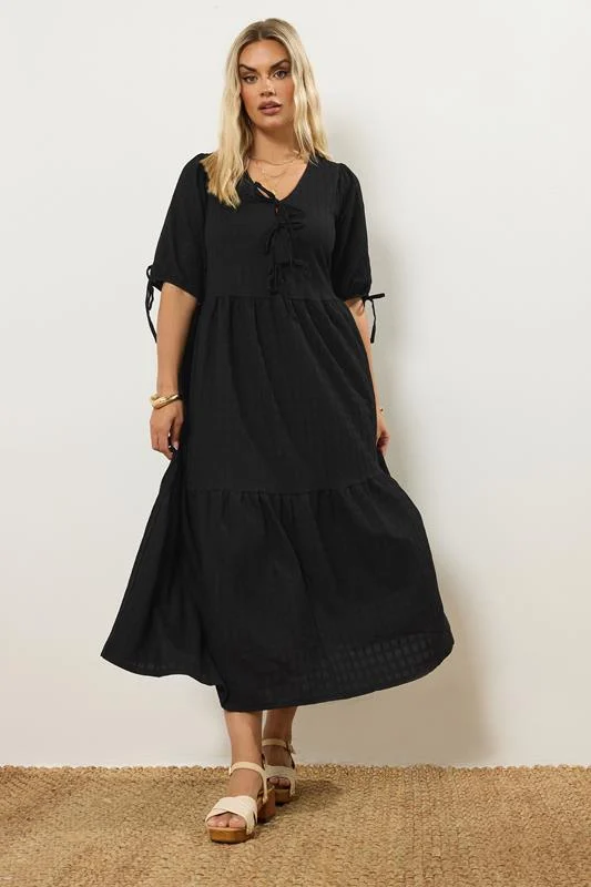 Yours YOURS Curve Black Bow Tie Detail Maxi Dress
