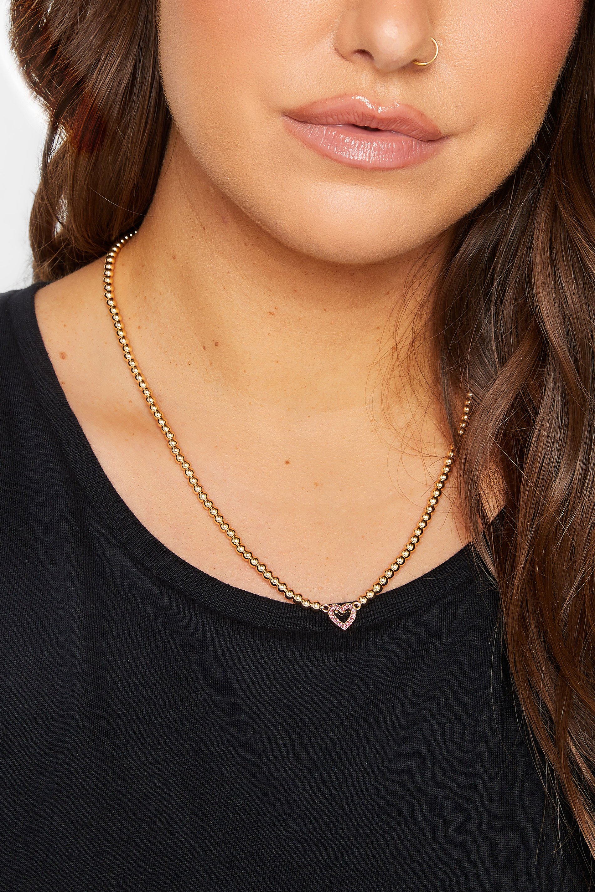 Yours Gold Diamante Heart Pendant Necklace