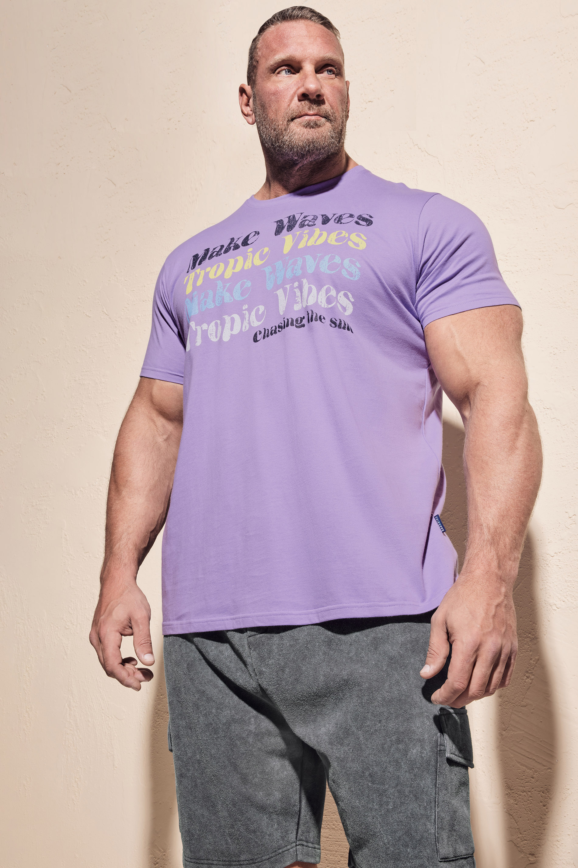 BadRhino BadRhino Big & Tall Purple 'Make Waves' Slogan T-Shirt