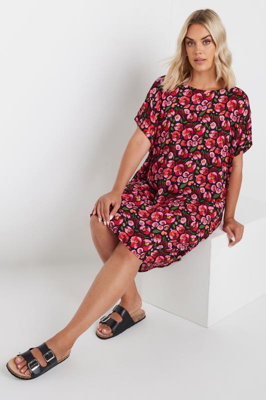 Yours YOURS Curve Pink Floral Print Tunic Dress