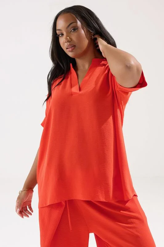 Yours YOURS Curve Orange Notch Neck Blouse