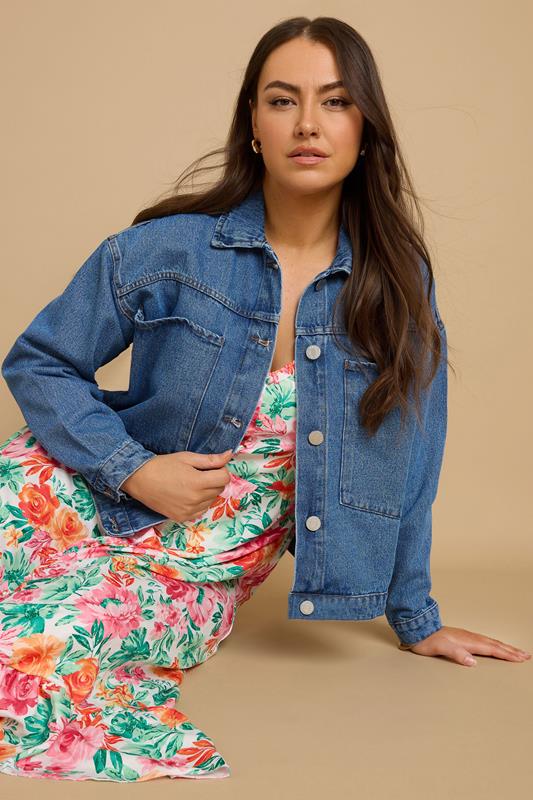 Yours YOURS Curve Blue Mid Wash Denim Jacket