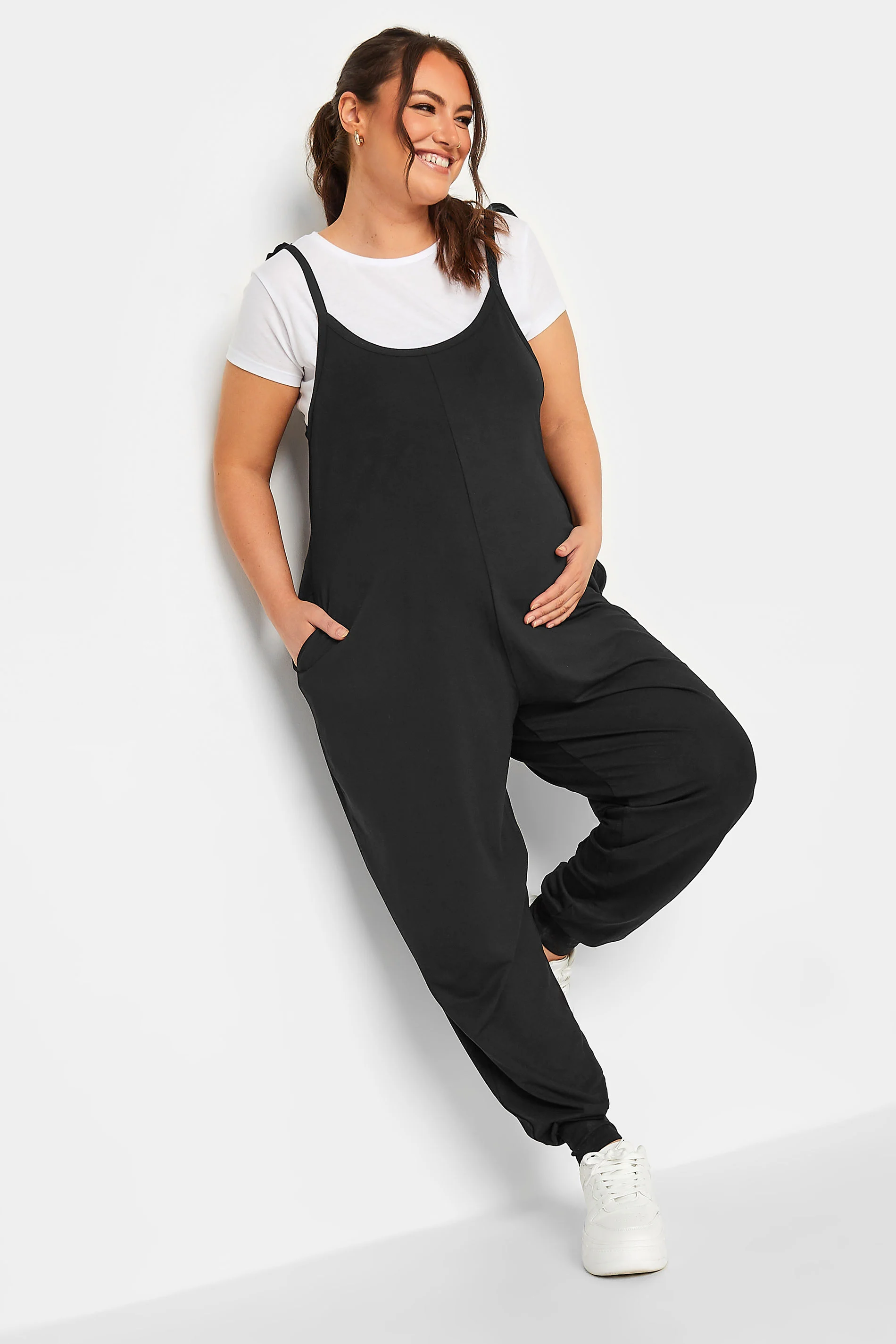 Bump It Up BUMP IT UP MATERNITY Curve Black Oversized Jumpsuit