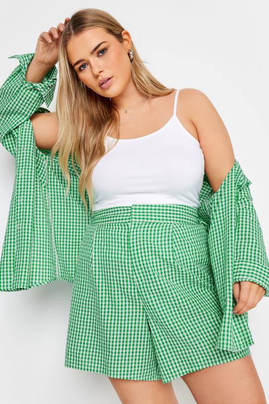 Yours YOURS Curve Green Gingham Check Shirt