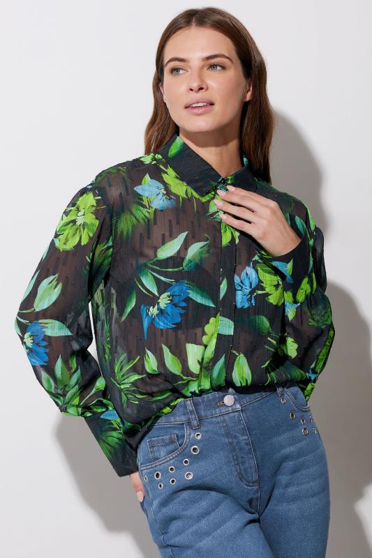 Star by Julien Macdonald STAR Black Gem Button Floral Print Shirt
