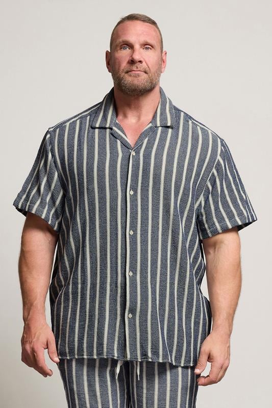 Jack & Jones JACK & JONES Big & Tall Blue & White Stripe Jogger Shorts