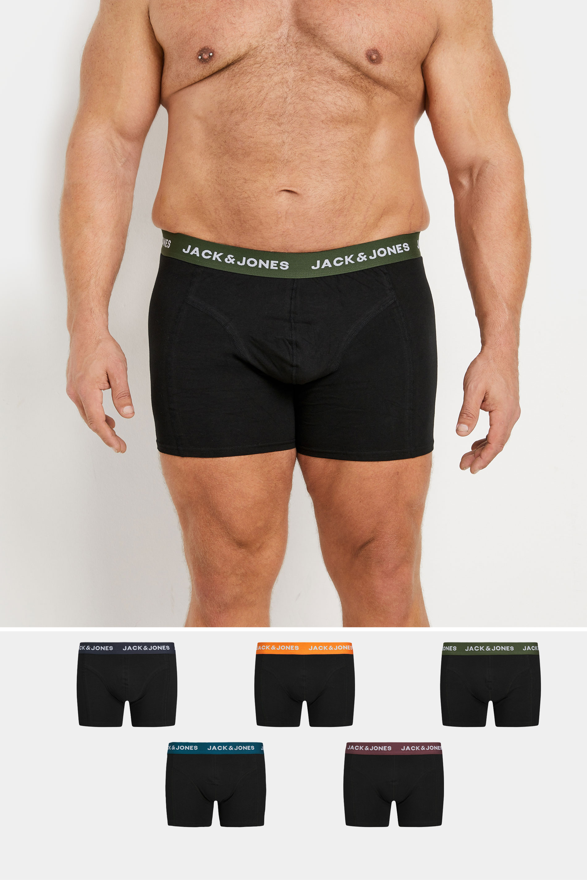 Jack & Jones JACK & JONES Big & Tall 5 PACK Black 'Oliver' Boxers