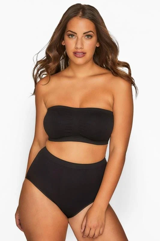 Yours YOURS Black Seamless Padded Non-Wired Bandeau Bra