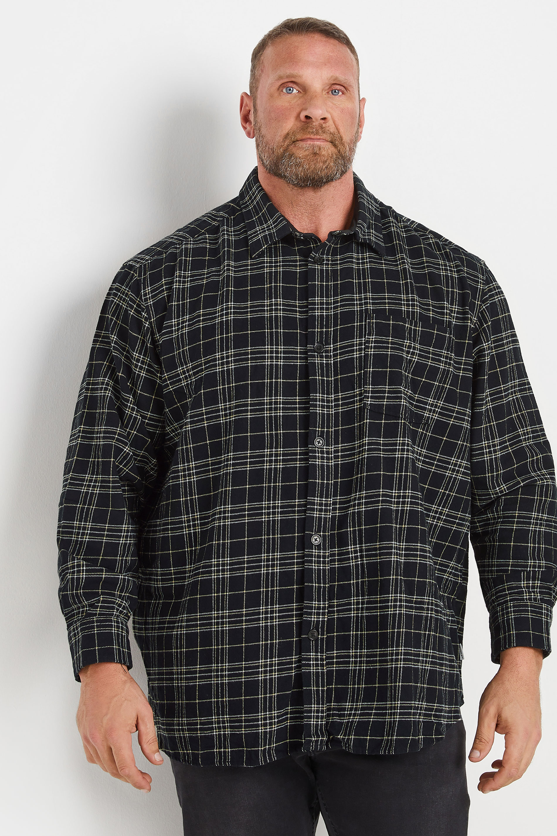 Jack & Jones JACK & JONES Big & Tall Black Check Print Flannel Shirt