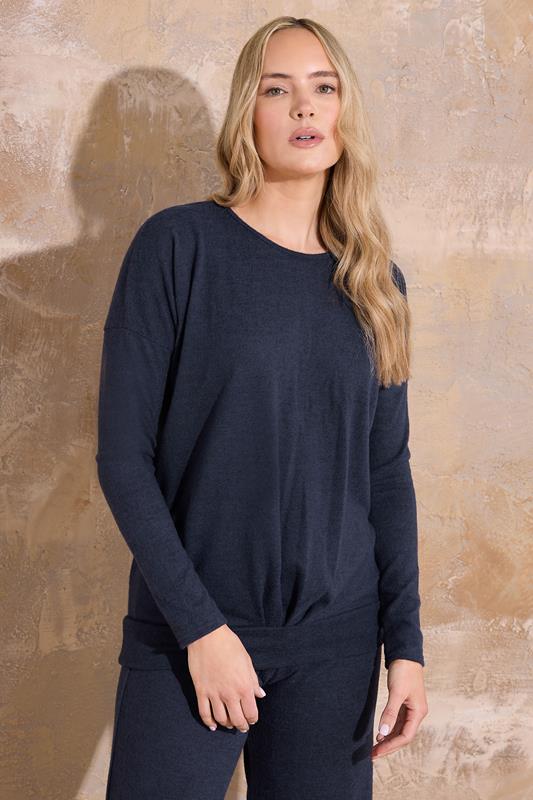 LTS LTS Tall Navy Blue Soft Touch Pleated Top