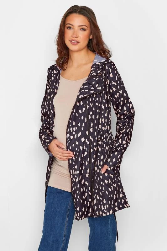 LTS LTS Tall Maternity Black & Pink Animal Print Pocket Parka
