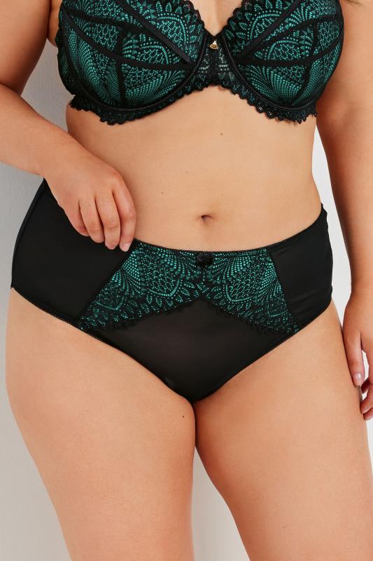 Yours YOURS Curve Green Lace Full Briefs