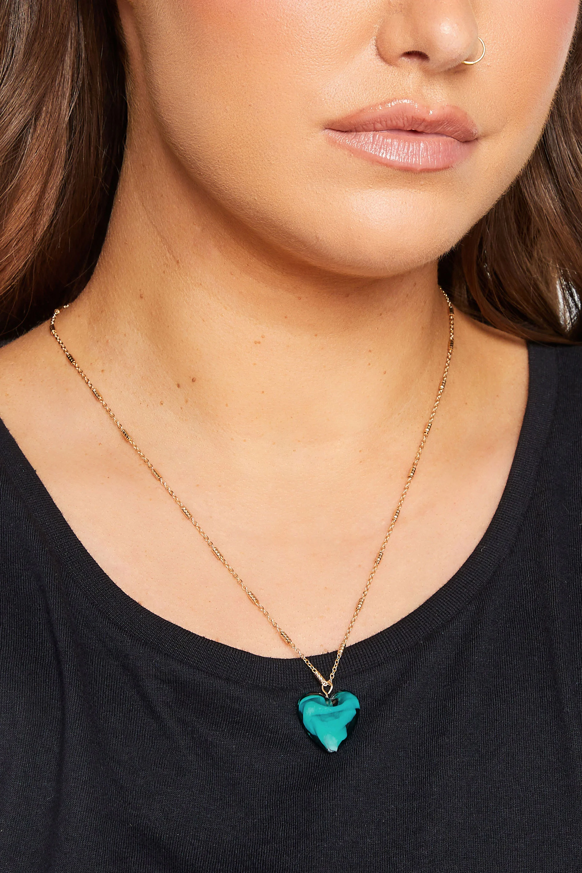 Yours Gold & Blue Heart Pendant Necklace