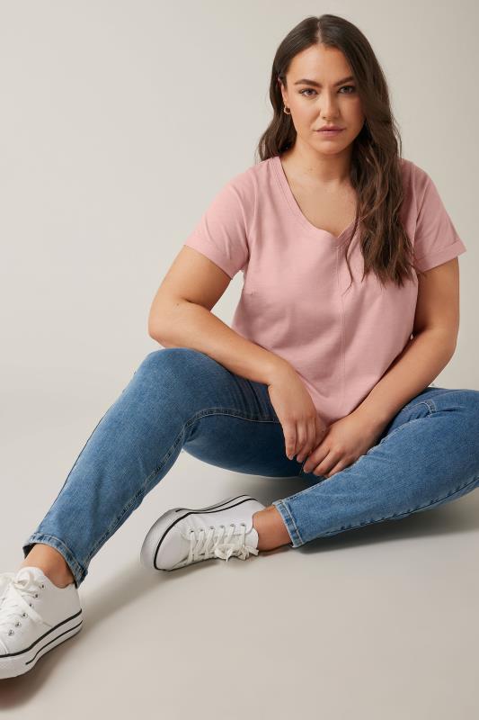 Evans EVANS Curve Pink Pure Cotton T-Shirt