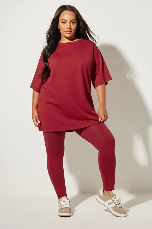 Yours YOURS Curve Berry Red Leggings